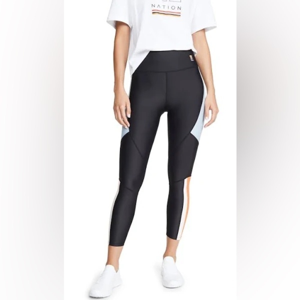 P.E Nation Alpine Leggings Black Orange Blue Size XS